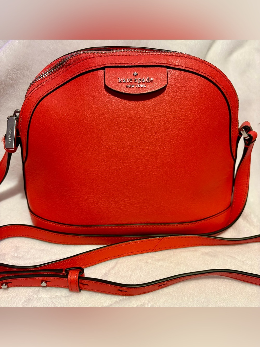 Kate Spade Salmon/Orange Colored Leather Dome Crossbody